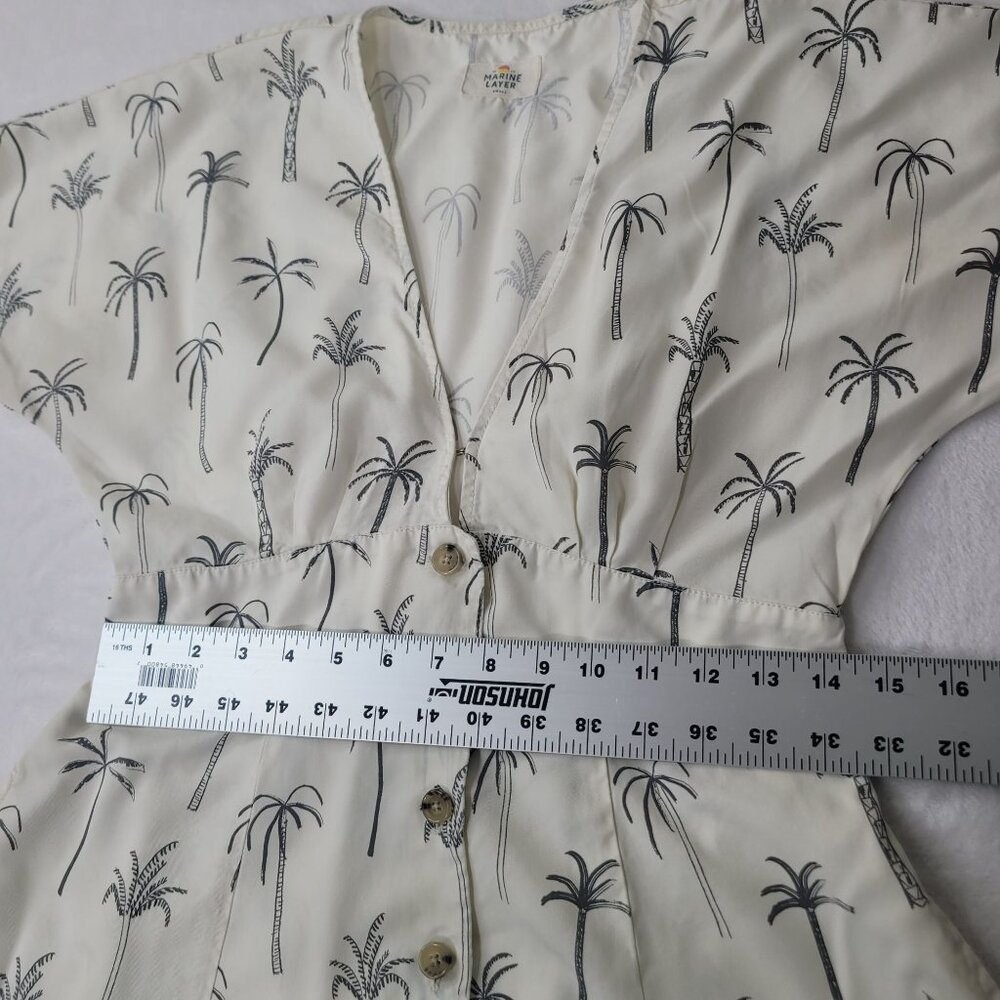 Marine Layer Camila Women's Mini Dress in White Palm Print Size Small - Picture 4 of 10